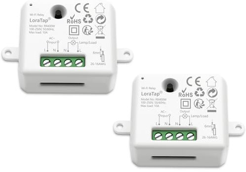 LoraTap 2er Pack Wifi Schalter Relais Modul Smart Home Switch mit Timer Fernbedienung über Handy für Hausautomation DIY Auf-/Unterputz Kompatibel mit Google Home