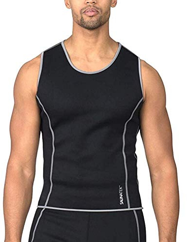 SaunaTek Men's Sauna Sweat Suit Tank Top for Exercise and Heat Training, Neoprene, Large