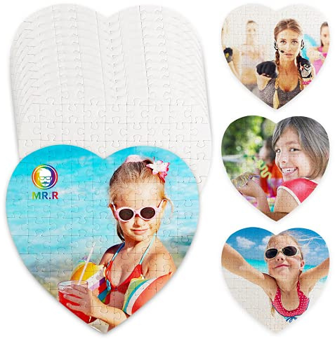 MR.R Sublimazione Blanks Heart Puzzle, Puzzle bianco vuoto per sublimazione trasferimento di calore, 12 set per confezione