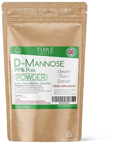 D-Mannose Powder - 100g - 99% Pure - Naturally Occurring Sugar - UK Made - GMP Standards - Vegan (100g Powder Pouch)
