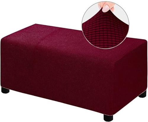Acdler Hockerbezug Luxuriöser, Rechteckig Großer Stretch-Hockerbezug, Rutschfester Fußhocker Bezug, Jacquard-Schonbezüge Mit Elastischer Unterseite, Maschinenwaschbar, (Color : A6, Size : 83-101cm)