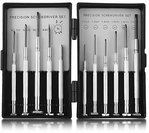 GZEINB Set mini cacciaviti di precisione, set di cacciaviti da 11 pezzi, adatto per riparare orologi, occhiali, macchine fotografiche, giocattoli, laptop, console di gioco, rasoi (11 in 1)