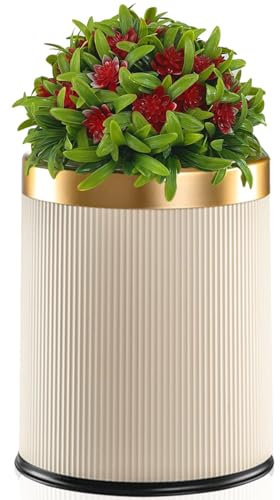 Yatmung Dog Poop Trash Can Outside - 2.6 Gal Small Pet Waste Container with Lid - Outdoor Poop Garbage Can - Front Porch, Backyard, Waste Bin - Plant Styled Dog Poop Bucket - Cream