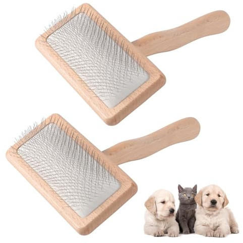 2 piezas de cardado de lana, cepillos de cardado de madera, herramientas de fieltro de aguja de lana para manualidades con mango de madera maciza, cepillo de cardado, cepillo de fieltro para perro,