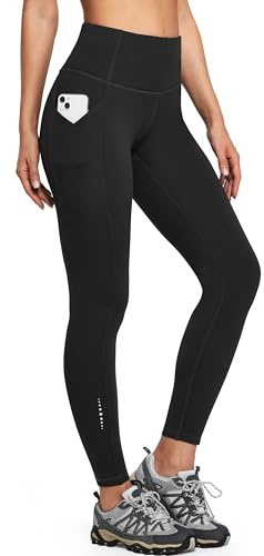 Ewedoos Fleece Lined Leggings Women Water Resistant Thermal Leggings with Pockets High Waisted Winter Warm Yoga Pants