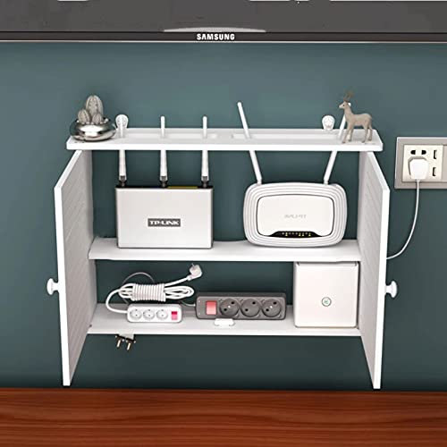 Schwebendes Entertainment-Center-Wandhalterungsregal für TV-Komponenten, Kabelboxen, Router, DVD-Player, 2-stöckiges Metallregal für Sky Box und Spielekonsole, Wandhalterung, Regal für Medienkonsole,