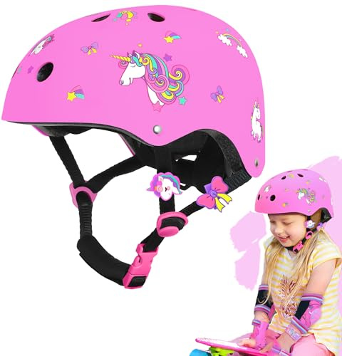 Toddler Helmet for Kids Unicorn Toddler Bike Helmet with Adjustable Dial and Straps for Roller Inline Skating Skateboard Scooter Bicycle for Children Kids Girls (Pink 3-6 Years Old)