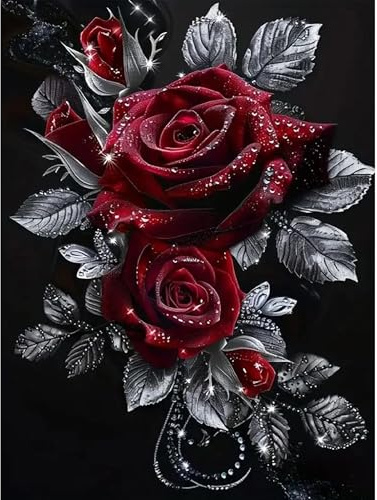 luckyarina Rosen Diamond Painting Erwachsene - 5D Diamond Painting Blumen, Diamant Painting Bilder Crystal Stickerei Kreuzstich Crafts für Home Wand Décor 30x40cm