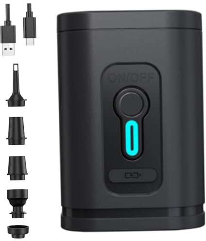 Lawnrden Pompa ad Portatile per gonfiabili con 3 modalità di Luce, Mini Pompa del Materasso d'Aria 4, USB Ricaricabile per Anelli di Nuoto, galleggianti per Piscina, Cuscinetti a Letto