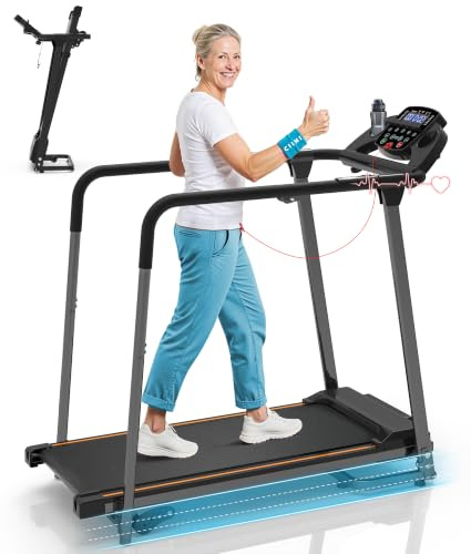 CIIHI Laufband für Zuhause Klappbar für Senioren - Laufband mit Handlauf | 150kg Tragkraft, 0-2% Steigung, Auto-Schmierung, Stummschalt- & Schnellwahltasten, für ältere Menschen & Rehabilitation