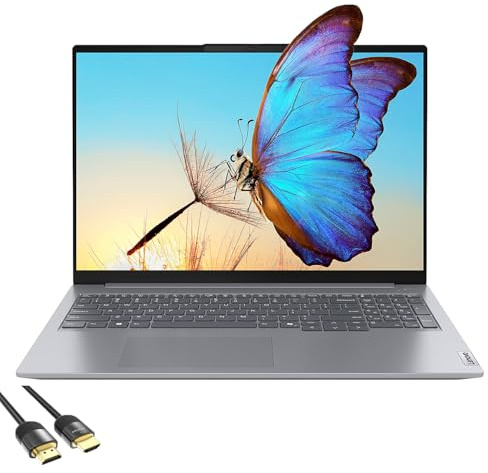 Lenovo ThinkBook 16 Gen 7 Business Laptop, 16 IPS WUXGA Display, AMD Ryzen 5 7533HS, 32GB DDR5 RAM, 1TB SSD, Ethernet RJ-45, FP Reader, Copilot+ PC, PDG HDMI Cable, US Version KB, Windows 11 Pro
