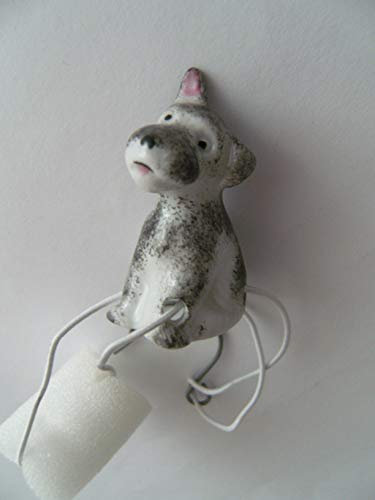 Lindner Porzellan Tropfenfänger Schnauzer, handbemalt, für Kaffee- oder Teekannen, Tier Hund