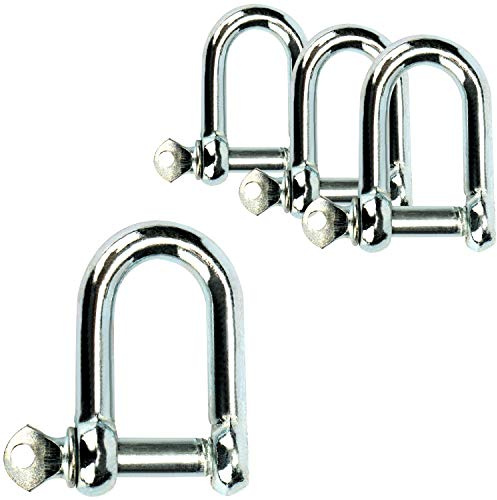 com-four® 4X Schäkel gerade, aus Stahl, 200 kg Tragfähigkeit | Verbindung für Drahtseil oder Stahlkette