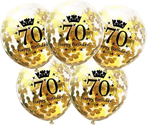 DIWULI Geburtstags-Luftballons 70 Jahre - 5er Set Gold