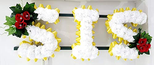 mySilkFlowers SIS Silk Artificial Funeral Flowers Name Tribute (Yellow)