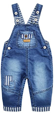 KIDSCOOL SPACE - Monos de mezclilla con parche para el cambio de pañales fáciles de cambiar de pañal para bebés y niños, azul, 12-18 meses