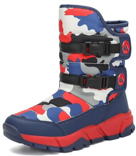 Mishansha Kids Snow Boots for Girls Boys Warm Fur Lined Toddler Winter Boots Water Resistant Outdoor Slip Resistant Cold Weather Snow Shoes Deep Blue 7.5