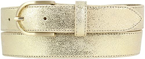 BELTINGER Damen-Gürtel in Metall-Optik 3 cm | Goldener Leder-Gürtel Metallic-Look 30mm | Metall-Ledergürtel in Gold | Gold 120cm