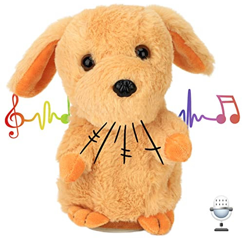 Hopearl Talking Puppy Repeats What You Say Dog Nodding Electric Interactive Animated Toy Speaking Plush Buddy Gifts for Toddlers, Brown, 7''