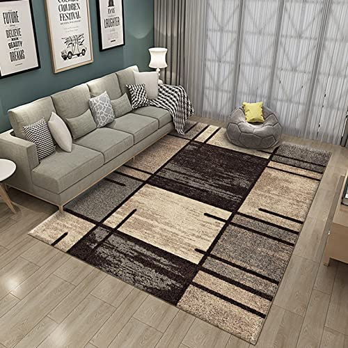 Antirutsch für Teppich,schwarzbraunes geometrisches Design Teppich Teppich für Schlafzimmer,Dekoration 80x120cm