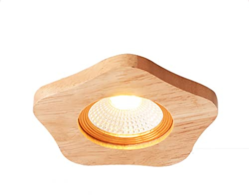 LED Holz Einbaustrahler Dimmbar, Deckenleuchte 5W Einbauspot Strahler(80-120 mm Bohrloch) Holz Deckenstrahler 3 Farbtemperaturen Modi Einbauleuchten Decken Spot für Wohnzimmer Flur Bad Küchen,Small