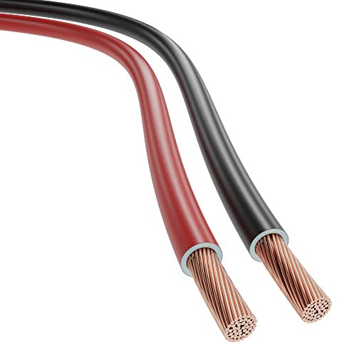 KabelDirekt – Cable FLRY, cable de vehículo, cableado de automóvil – juego de dos rojo/negro con aislamiento, 2 × 2,5 mm² – 5m (para red de a bordo, iluminación, caravana/casa móvil, motocicleta)