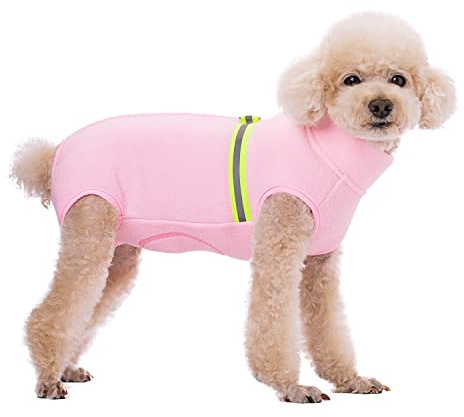 BT Bear Kleiner Hundepullover, weiches Fleece mit reflektierender Weste, Hunde-Sweatshirt, Welpen-Winterkleidung, warme Jacke, Mantel, Kleidung (hellrosa, M)