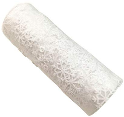 MAGICLULU Tüllrolle Mit Schneeflockenmuster Aus Polyester Für Weihnachtsdeko Geschenkverpackung Und Partydekoration Für Bögen Tische Schleifenband