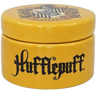 Half Moon Bay -Harry Potter Boîte à bijoux ronde en céramique – Poufsouffle – Boîte à bijoux avec couvercle – Décoration de 6 cm – Cadeaux Poufsouffle