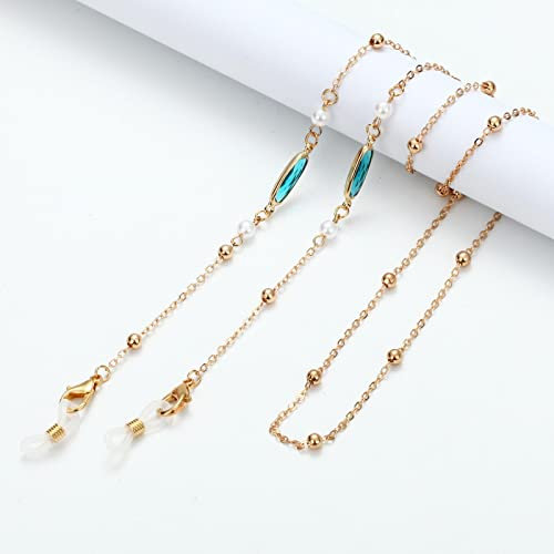 Brillenkette Trendy Gold Sonnenbrillen Kette Für Frauen Kristall Perle Anhänger Brillenketten Anti-Drop Lanyard Halskette Brillen Schmuck 04