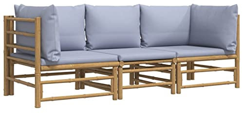 Yolola Gartensofa 3-Sitzer Rattan Sofa Balkonmöbel Lounge Sofa Outdoor Balkonsofa Balkon Couch Garten Gartenbank Sitzbank Gartenmöbel Set Loungemöbel Terrasse, Hellgrau