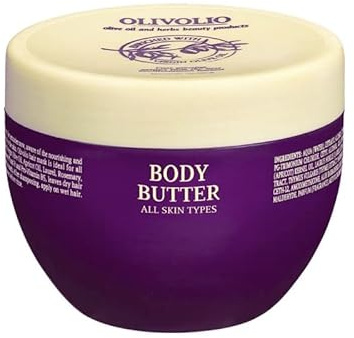 Olivolio Body Butter/Körperbutter mit 100% Bio Lavendelöl & 93% natürlichen Inhaltsstoffen - ohne Mineralöl und Parabene - 250 ml