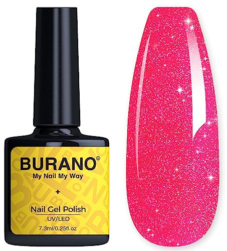 BURANO Glitter UV-Nagellack Mit Holografischem Effekt - Shimmer Nagelgel, Einweichen Erforderlich, Kein Chip Polish (LP15)