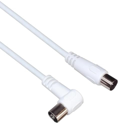 PremiumCord Cavo Antenna TV Coassiale 20m, 75 Ohm, Iec Maschio-Femmina 90°, Schermato - Per DVB-C, DVB-T/T2, 4K UHD 2160P, Full HD 1080P 3D, Colore Bianco