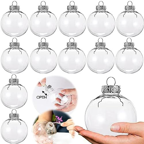Neioaas Transparente Kunststoffkugel-Dekor - Set mit 12 DIY Weihnachtsdeko-Kugeln, DIY transparente kunststoffbefüllbare Kugeln-Ornament für Weihnachten,Halloween,Geburtstag,Hochzeitsdeko