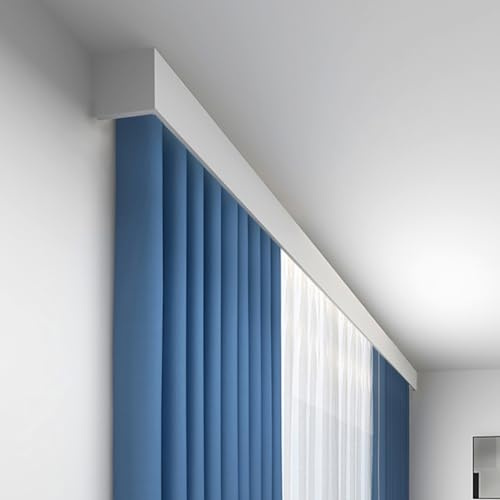 TIPIACE Three-in-One Curtain Track Double Tracks and Curtain Pelmet Ceiling Mounted for Living Room Bedroom, Customize Size(White-Double Track)
