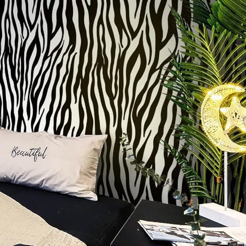 Fiula Zebra Peel and Stick Wallpaper Black and White Wallpaper 393 x16.1 Zebra Contact Paper for Bedroom Waterproof Removable Shelf Liner Decal Vinyl Roll
