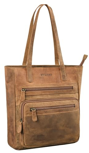 STILORD 'Jolene' Vintage Shopper Damen Leder Handtasche Groß Umhängetasche Echt-Leder Schultertasche Retro Leder-Tasche mit vielen Fächern
