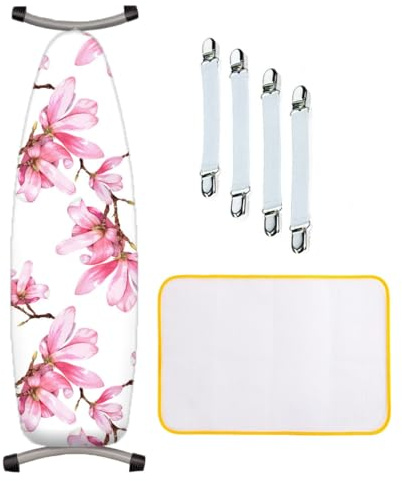 ZJBKX Bügelbrettbezug 150x60cm für Dampfbügeleisen Geeignet - mit Elastischer Clip, Kordelzug, Bügeltuch, Baumwolle Bügelbrettbezug