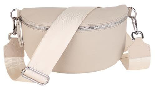 MIRROSI® Bauchtasche Damen, Echtleder, Made in Italy, Umhängetasche, Brusttasche, Crossbody Bag (1 Tasche & 2 Gurte)