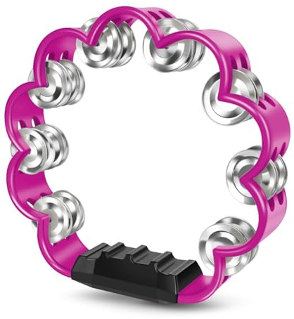 Flexzion 20.3 cm Flower Tamburine für Erwachsene Doppelreihige Schellen Rosa