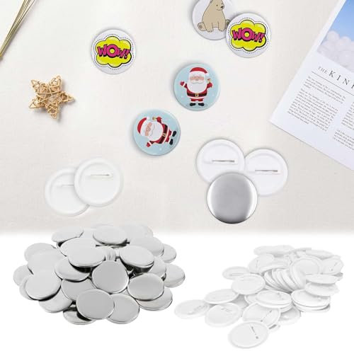 Buttons Selber Machen, 58mm Buttons Anstecker 100 Stück Transparente Ansteckbuttons Set mit Metallschalen Rückabdeckung Und Klarfilm für Button Maker Maschine Diy Handwerk