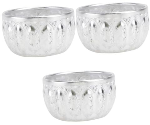 PRETYZOOM 3 Piezas cuenco tallado a mano tazones para mezclar recipiente para el almuerzo fruit bowl ensaladera cuenco de comedor tazón de fuente de metal aleación de aluminio y estaño
