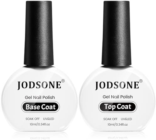 JODSONE 2 Flaschen 10 ml Base Coat Top Coat Gel UV Set, No Wipe Unterlack & Überlack, helle Oberfläche zu Hause, DIY-Nagelstudio, Mädchen, Geschenk