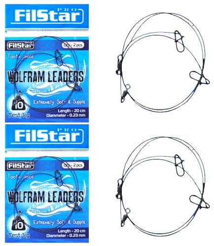 PRO FILSTAR Wolfram Vorfach Hecht Set 2x2 STK - Angeln Vorfächer mit Wirbel | Spinnfischen - Fishing Leaders Sport Set - Angelset - Angelzubehör – Spinnangeln