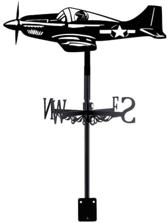SUPERDANT Fighter Jet Iron Weather Vane Plane Metal Weathervane Black Wind Direction Garden Art Decor for Roof Indicators Wind Vanes for Yard Outdoor Farm Barn Sheds Garden Patio Decoration