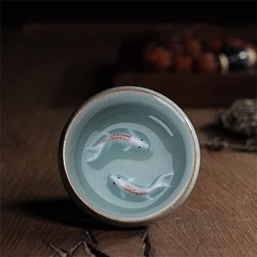 JOERBABU Chinese Longquan Porzellan Teetasse Untertasse Teeschale 60ml für schwarzen Tee Behälter Teetasse