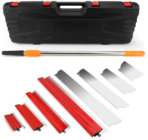 Flächenspachtel Set, 250mm, 400mm, 600mm, 800mm Spachtel Werkzeug | Ergonomischem Griff, Edelstahl Trockenbau Spachtel Set für Große Konstruktionen, Wänden, Decken