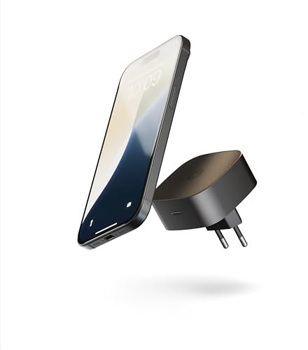Zens Wireless Charging EU Power Adapter, Caricatore Wireless MagSafe e Qi da 15 W per iPhone Air/17/16/15/14/13/12 e AirPods, Porta USB-C da 18 W Inclusa, Nero