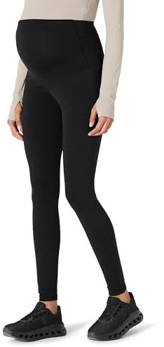 Amazon Essentials Leggings Premaman Yoga Tecnici in FormFlex Morbidissimi a Lunghezza Intera con Fascia Sopra la Pancia Donna, Nero, XL
